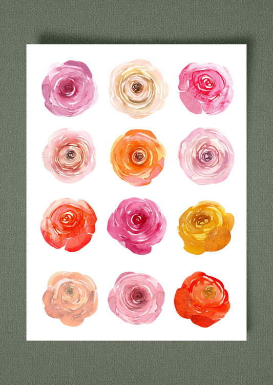 12 Mixed Blooms Greeting Card