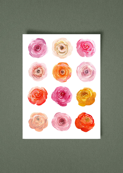 12 Mixed Blooms Greeting Card